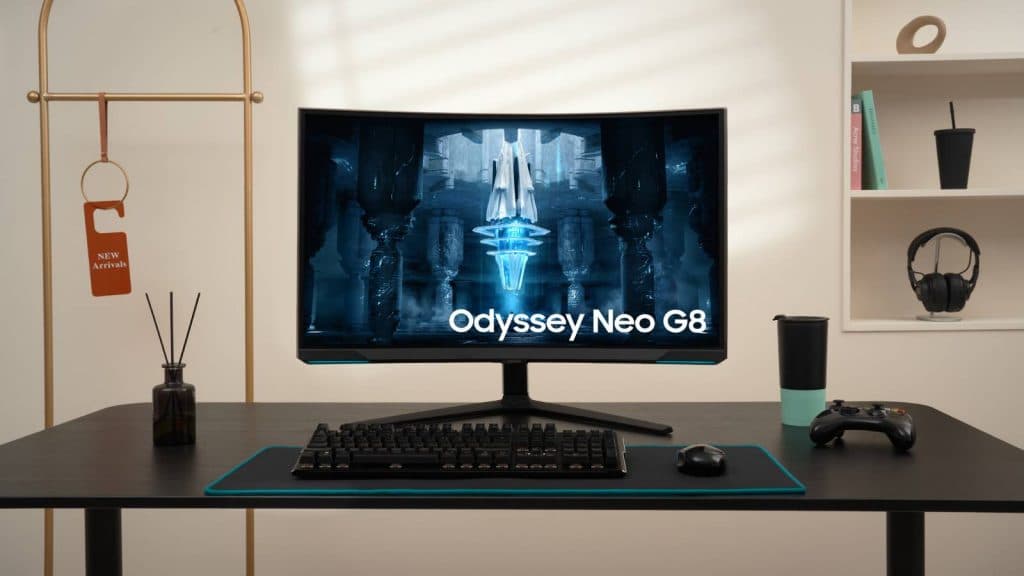 Image of the SAMSUNG 32" Odyssey Neo G8 4K UHD gaming monitor.