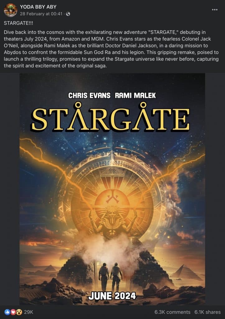 The fake poster for a new Stargate movie