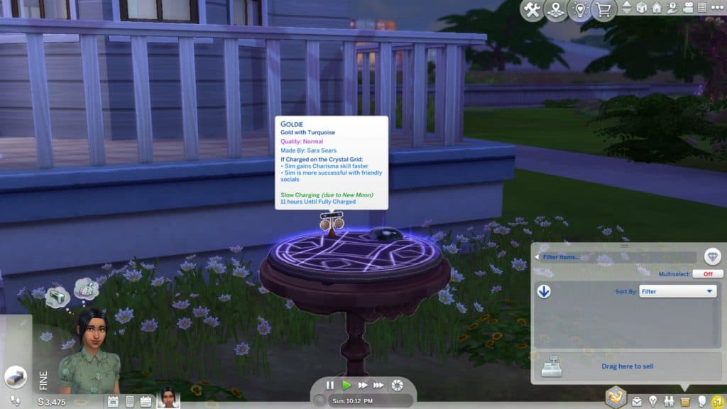 A screenshot featuring the Mystical Moonlight Crystal Grid in The Sims 4.