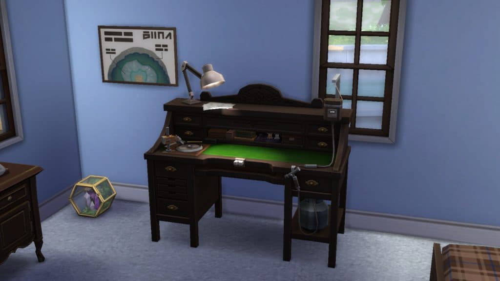 A screenshot featuring the Gemology Table in The Sims 4.