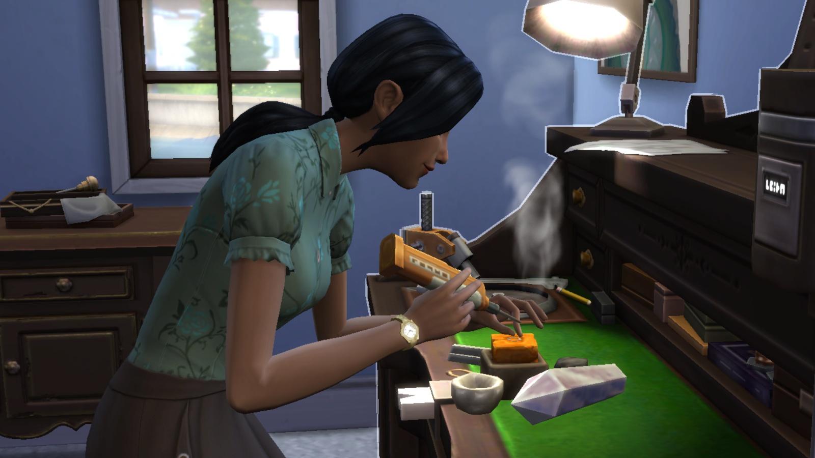 A screenshot featuring a Sim designing Jewelry in The Sims 4.