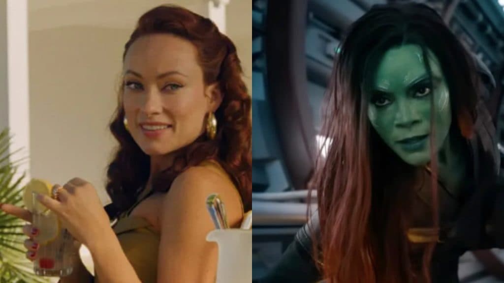 Olivia Wilde in Don't Worry Darling and Zoe Saldana in Guardians of the Galaxy Vol. 2