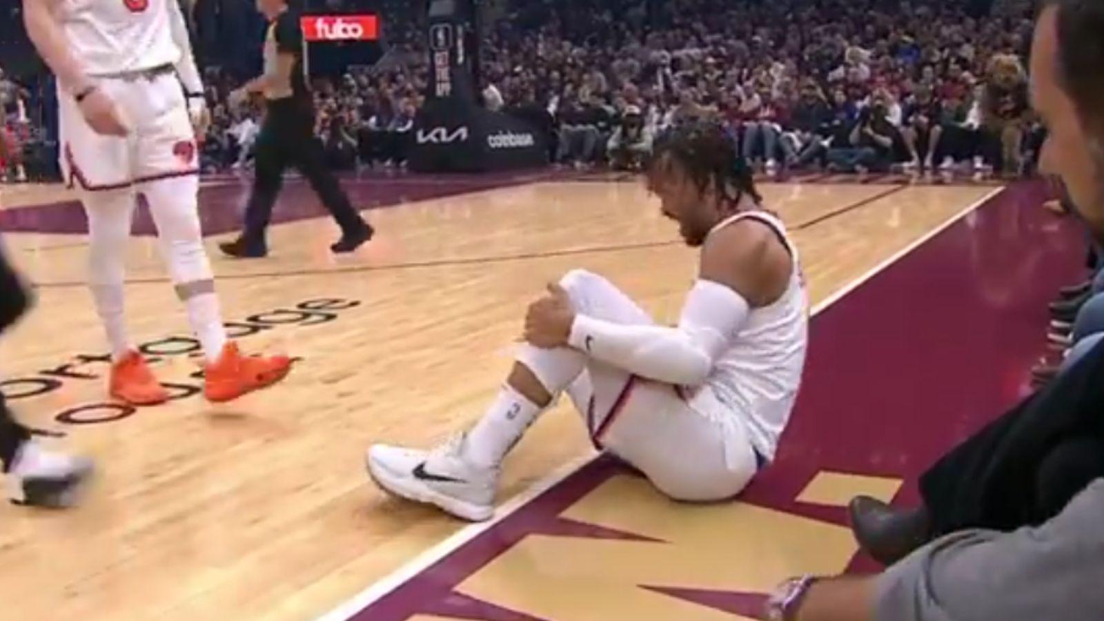 New York Knicks' Jalen Brunson injured against the Cleveland Cavaliers.