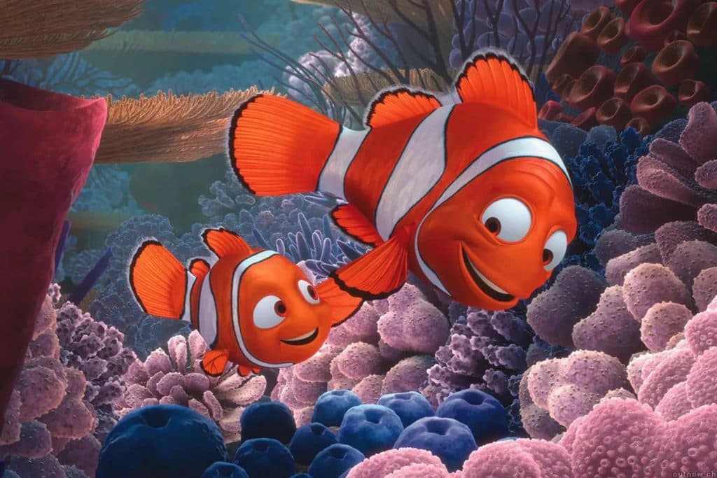 Best animated movies: Finding Nemo - Nemo and his Dad swim holding hands