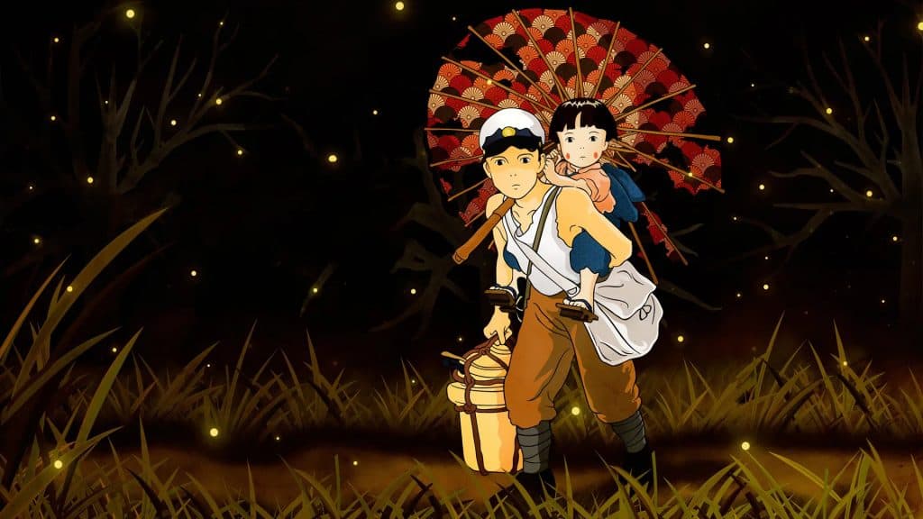 Best animated movies: Grave of the Fireflies - Seita and Setsuko walk through a burned field