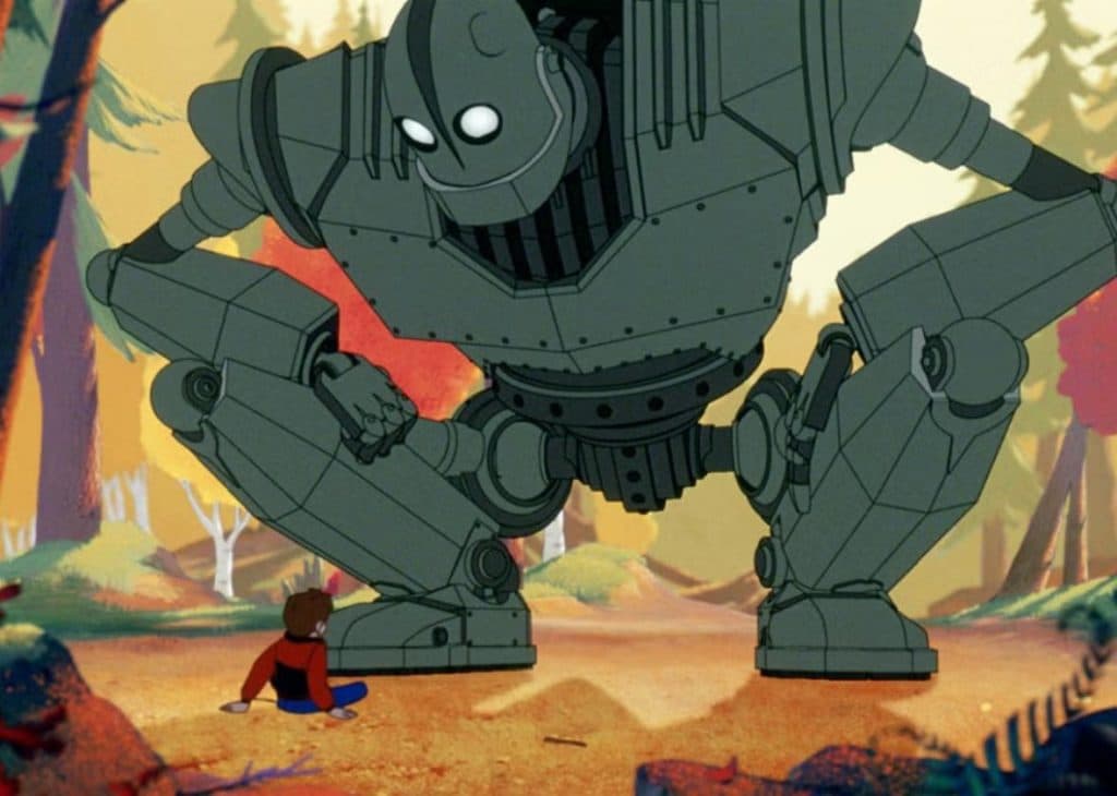 Best animated movies: The Iron Giant - The Giant looks down on Hogarth in the woods
