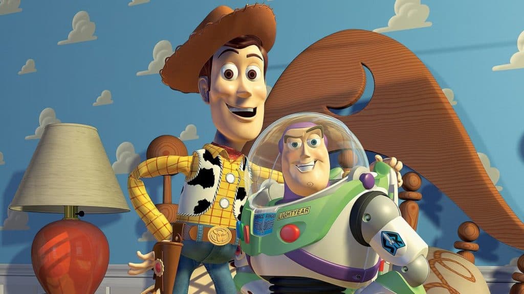 Best animated movies: Toy Story - Woody and Buzz looking at the camera and smiling