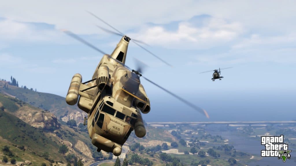 An image of a Helicopter in GTA 5 Online.