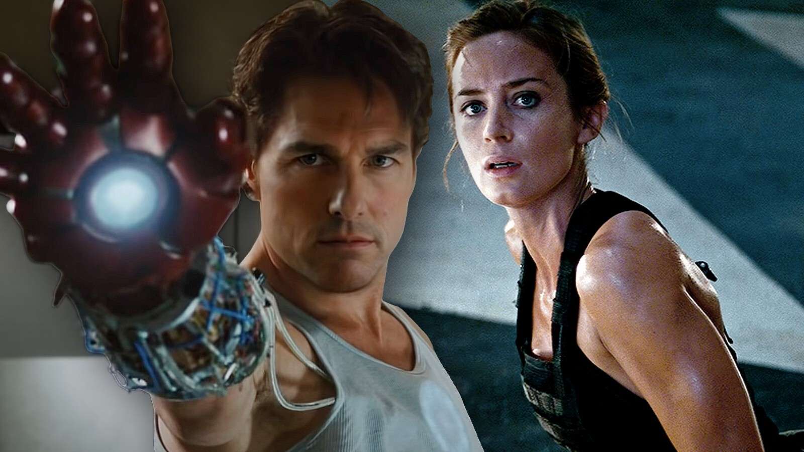 Tom Cruise as Iron Man, and Emily Blunt in Edge of Tomorrow