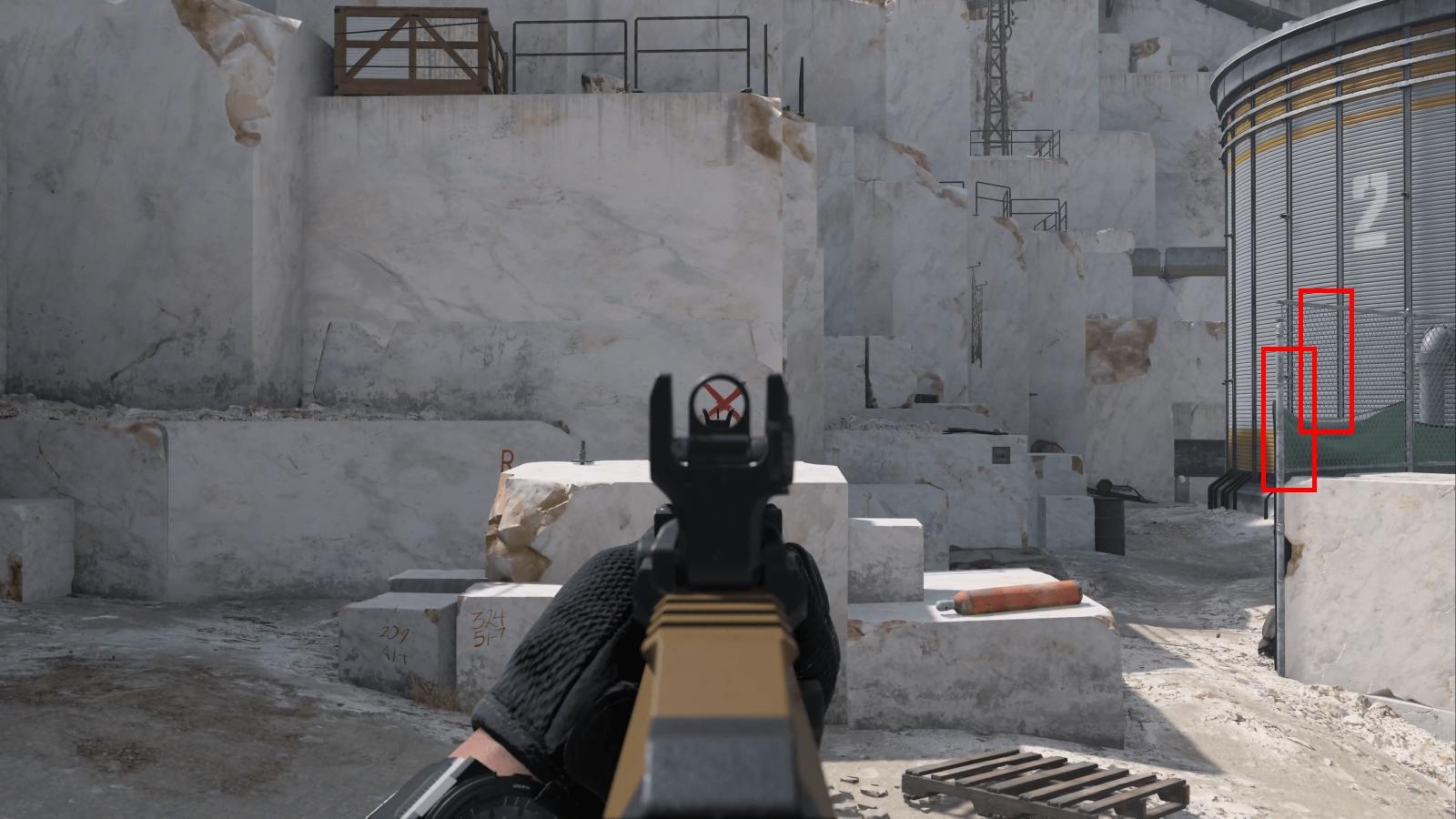 modern warfare 3 gun aiming down sights on quarry with red boxes