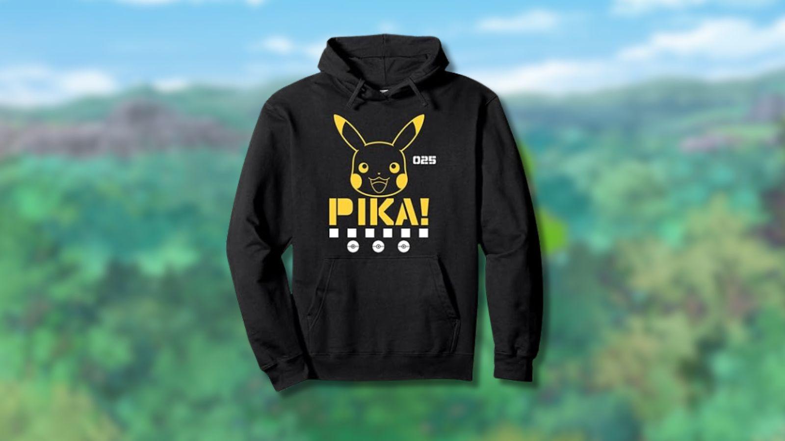 Pikachu hoodie with game background.