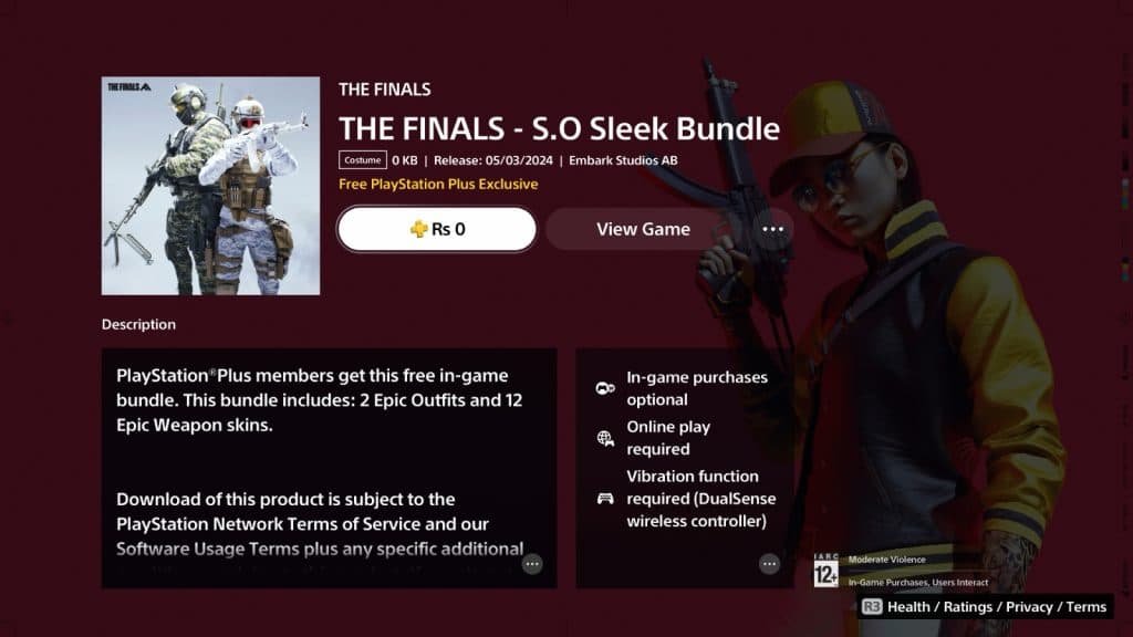 an image of The Finals S.O Sleek Bundle on PS5