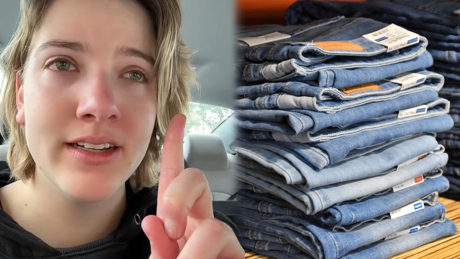 Woman goes viral for breaking down over the difficulty of jeans shopping