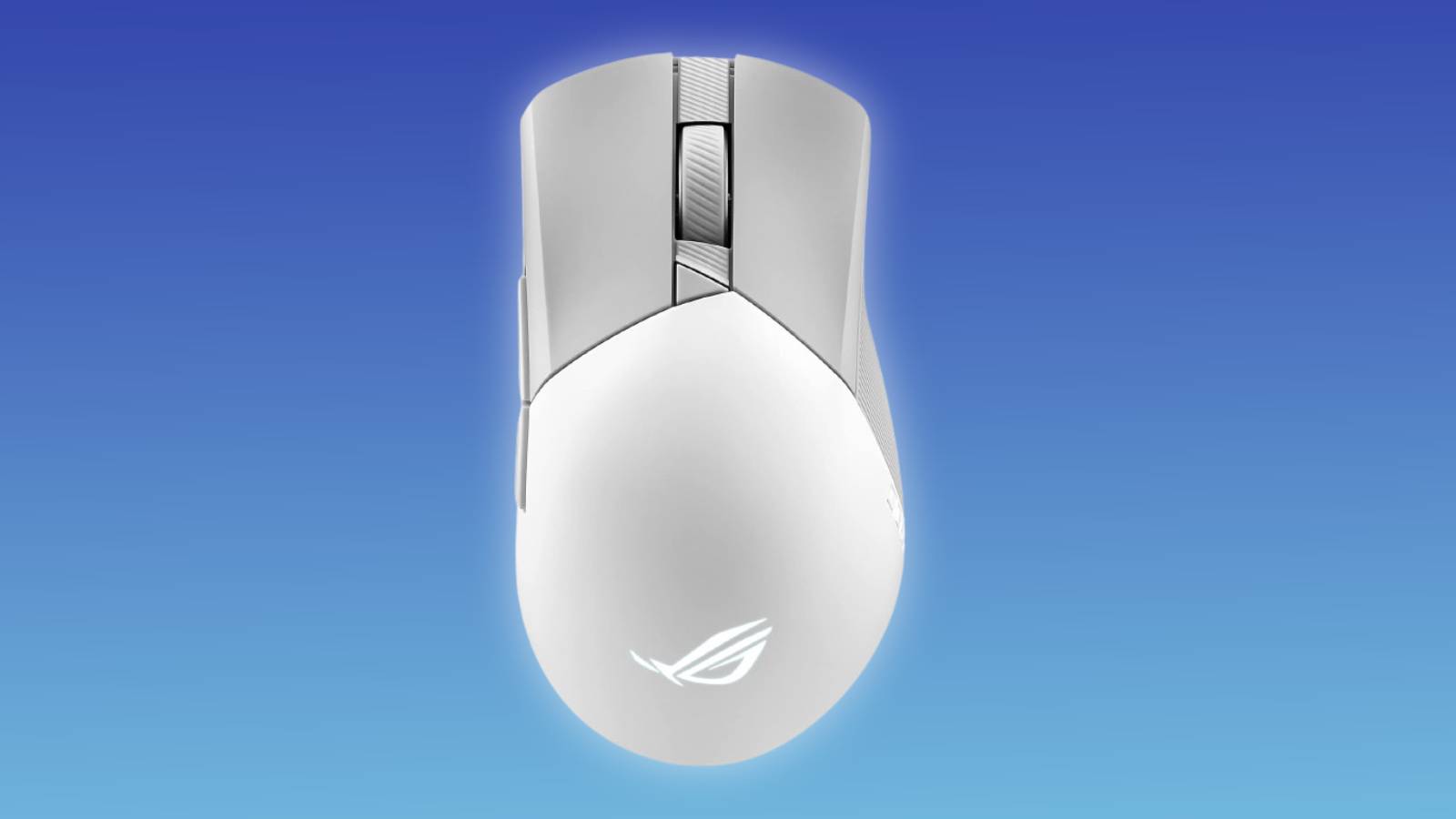 Image of the ASUS ROG Gladius III Wireless Gaming Mouse on a blue background.