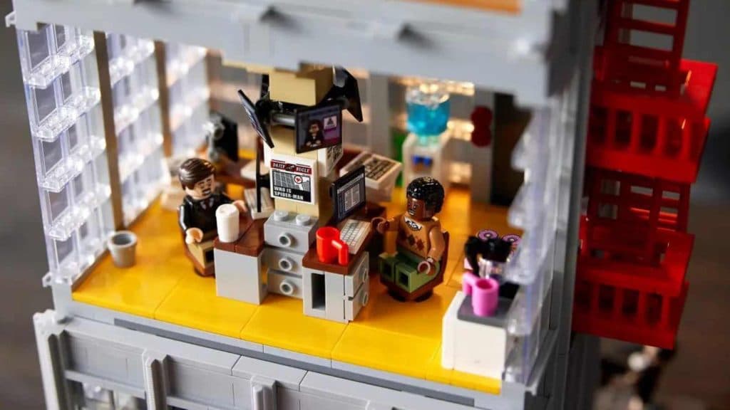 The interior of the LEGO Marvel Spider-Man Daily Bugle