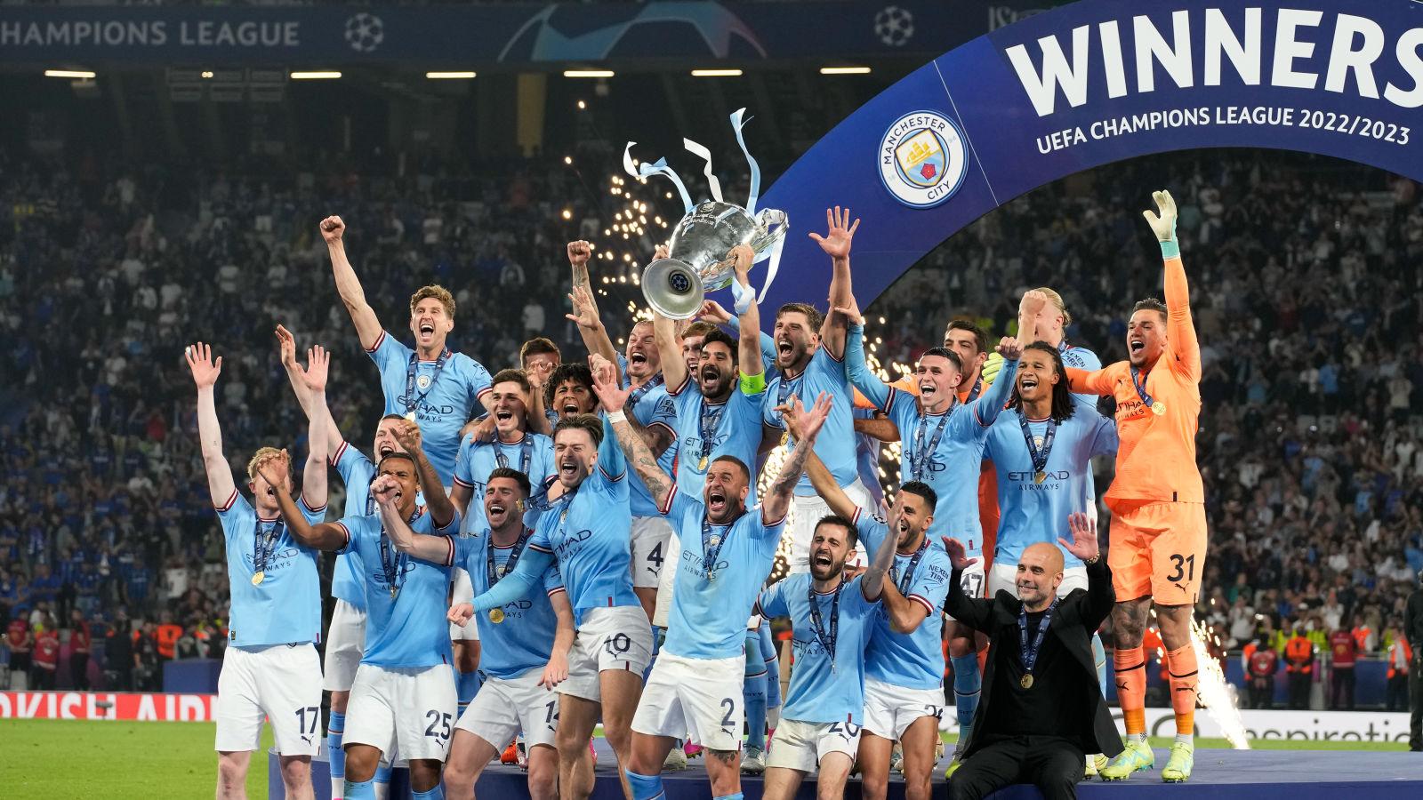 Man City lift the Champions League trophy