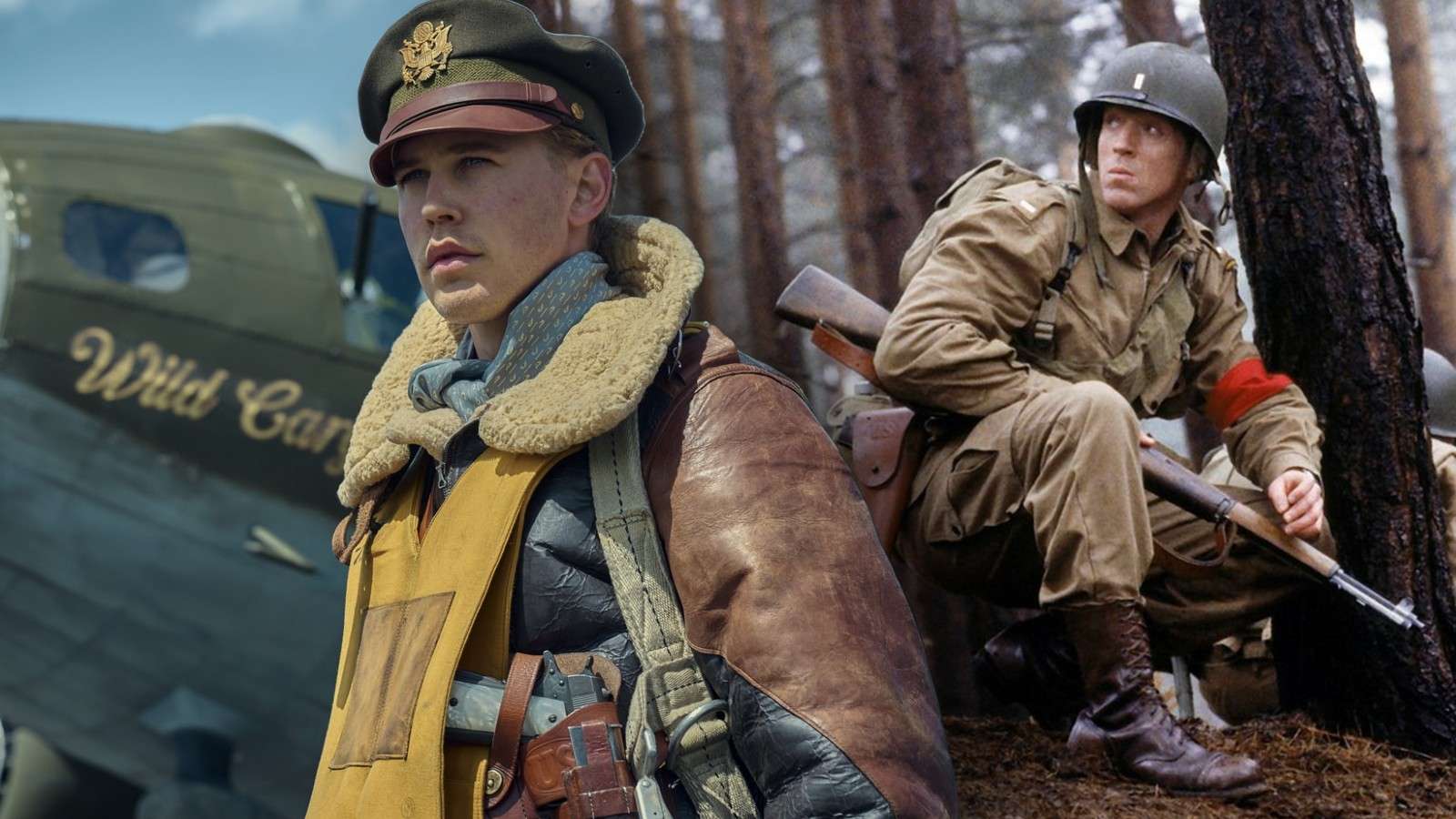 Austin Butler in Masters of the Air and Damian Lewis in Band of Brothers