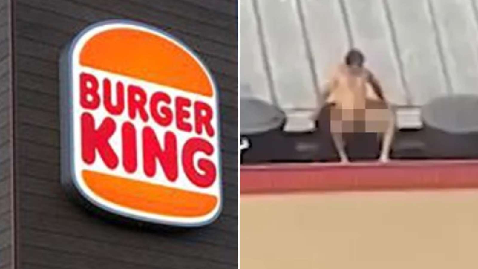 naked man swims on burger king water tank