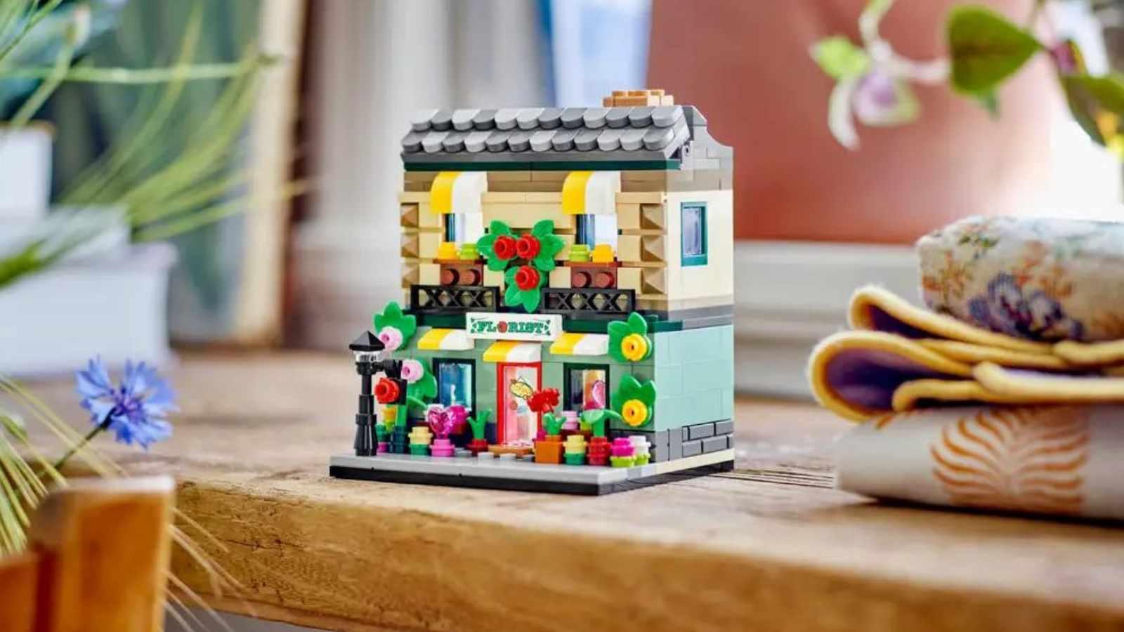 The LEGO Flower Store set on display