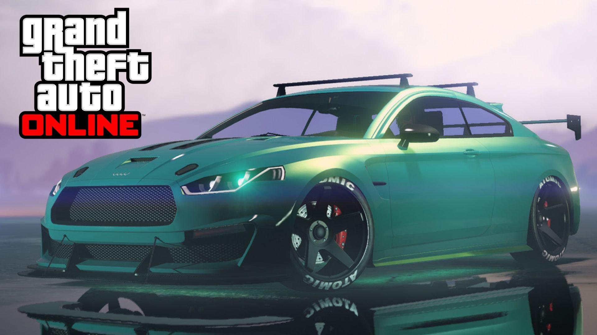 Green Obey 8F Drafter parked up in GTA Online alongside logo