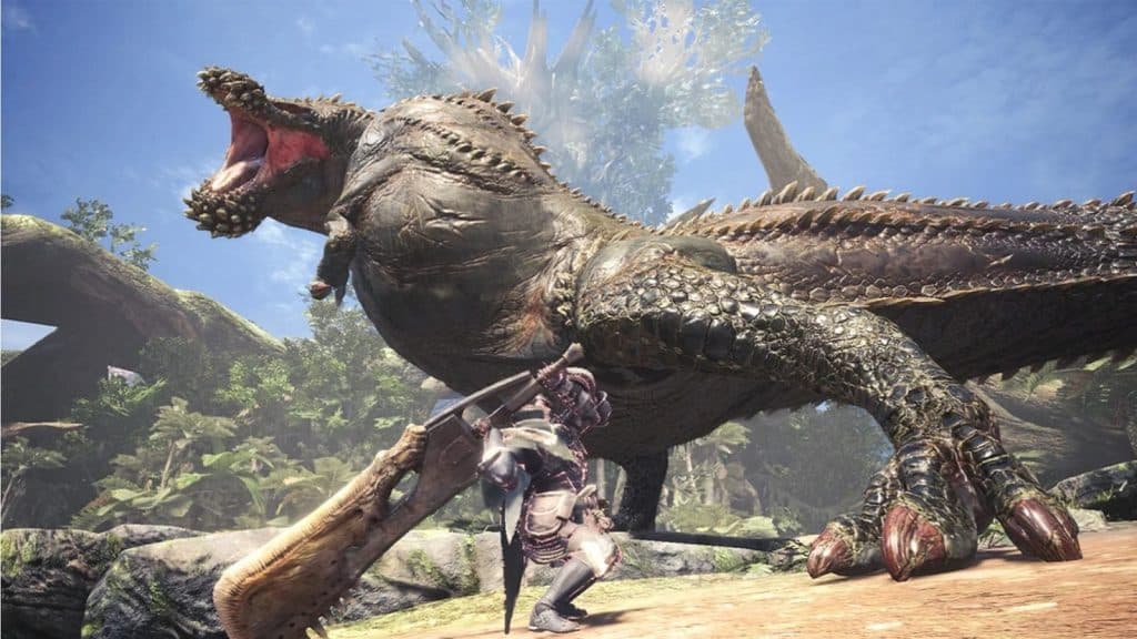 Hunter fighting Deviljho with a Great Sword