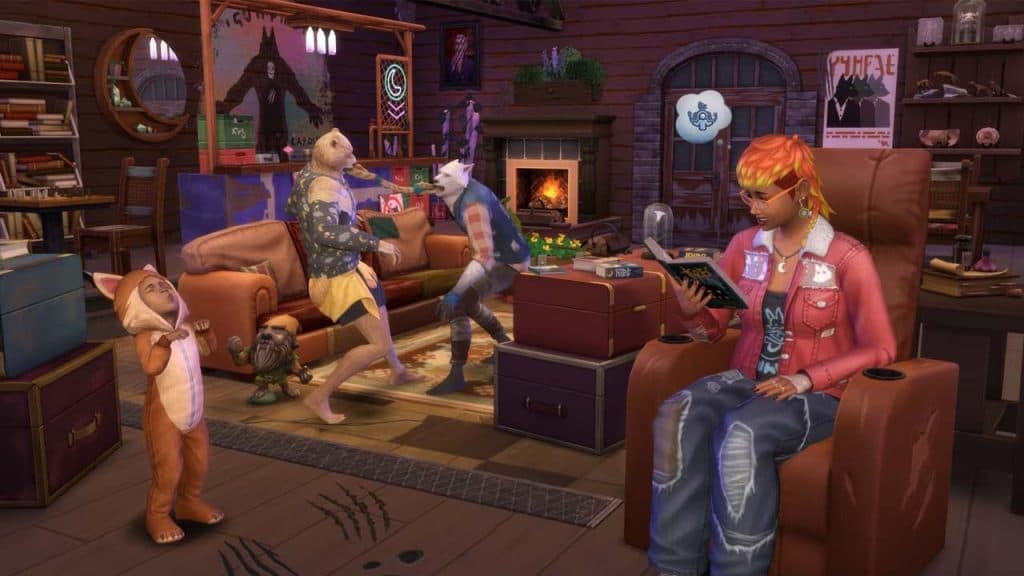 A family of werewolves in The Sims 4 Werewolves