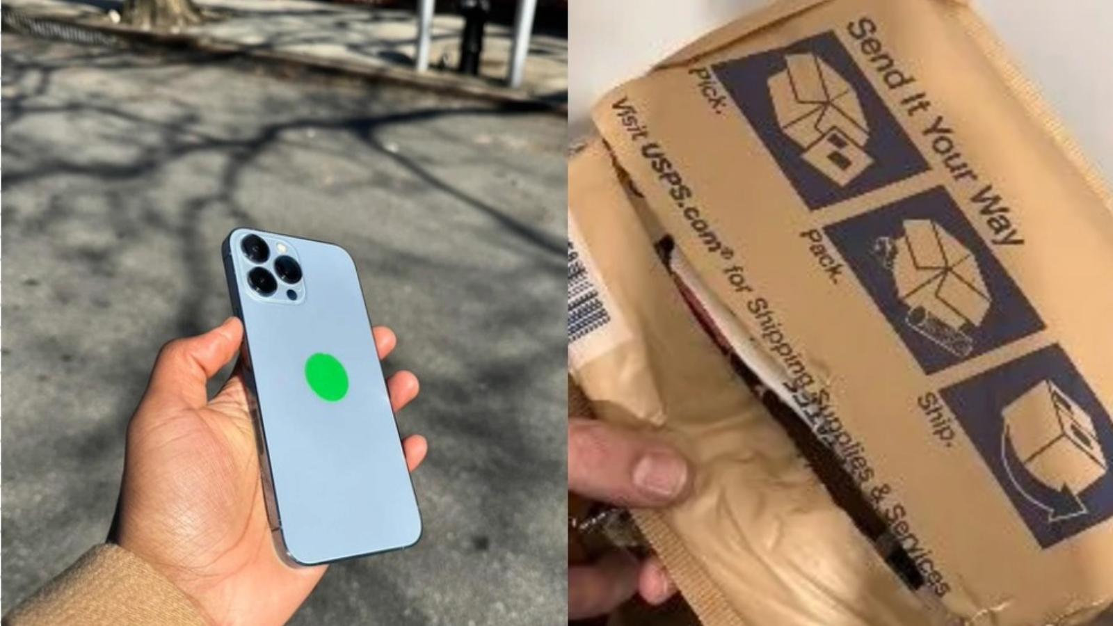 Image showing an iPhone alongside a USPS package