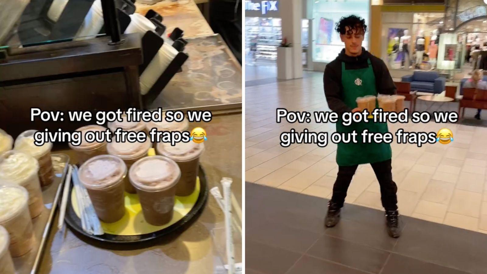 Starbucks workers give out free drinks to customers after getting fired