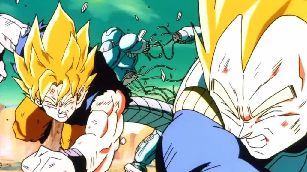 Goku and Vegeta defeating Meta-Cooler in Dragon Ball Z: The Return of Cooler