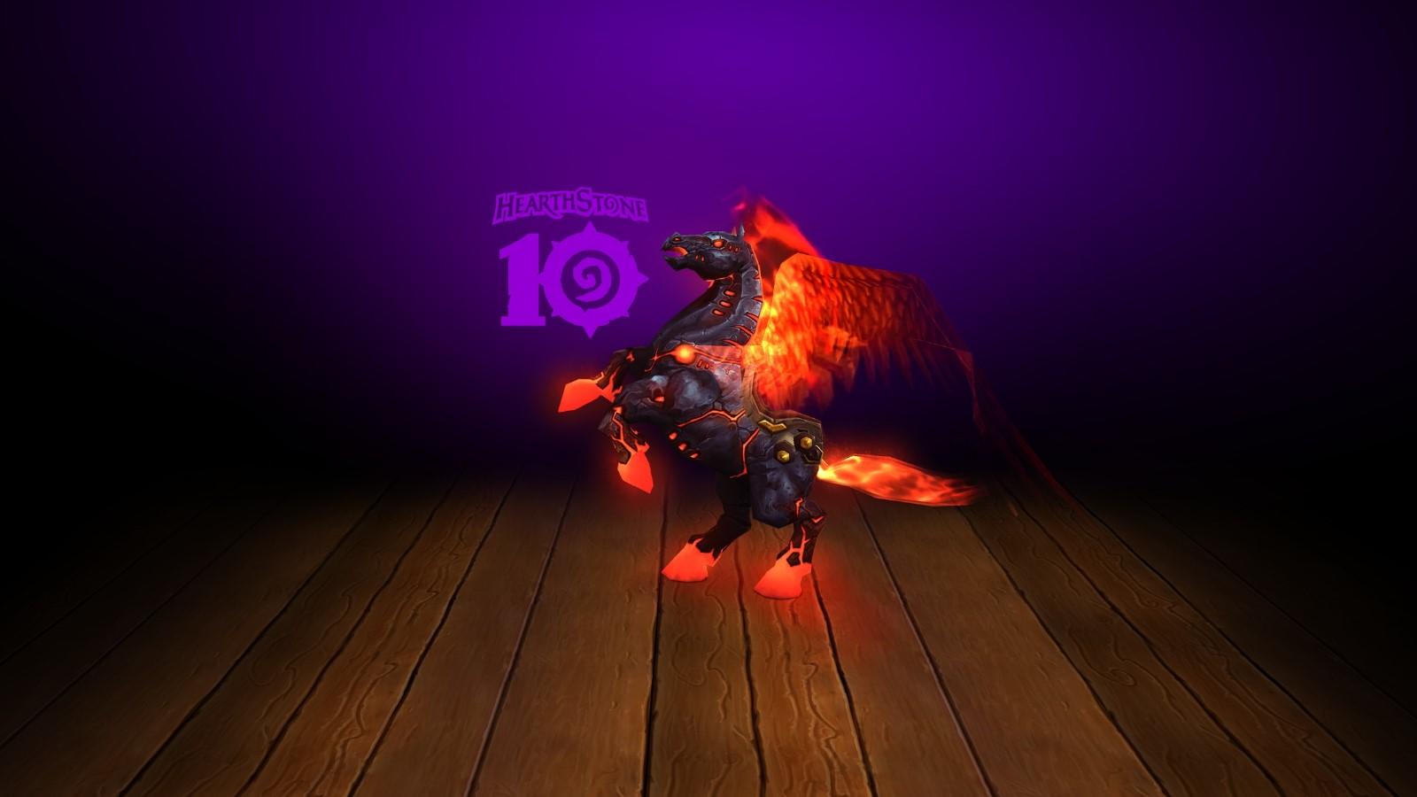 The Fiery Hearthsteed mount for WoW and the 10th anniversary of Hearthstone