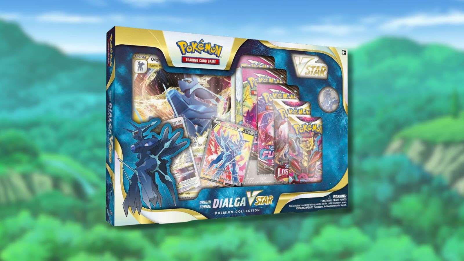 Dialga Origin Forme PC with forest background.
