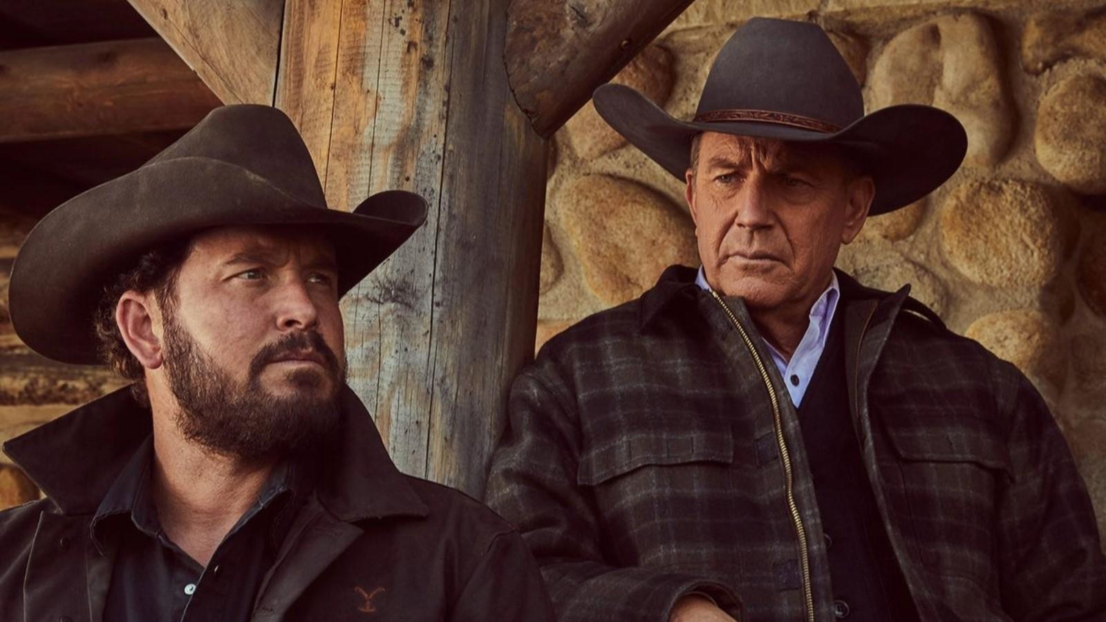 Cole Hauser and Kevin Costner as Rip and John Dutton in Yellowstone