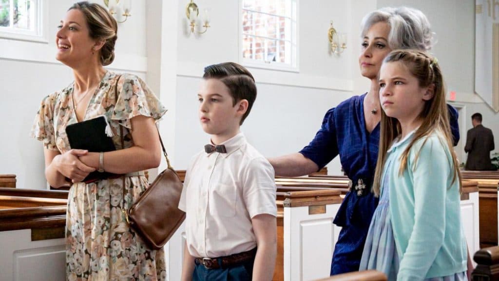 The Cooper family at church in Young Sheldon