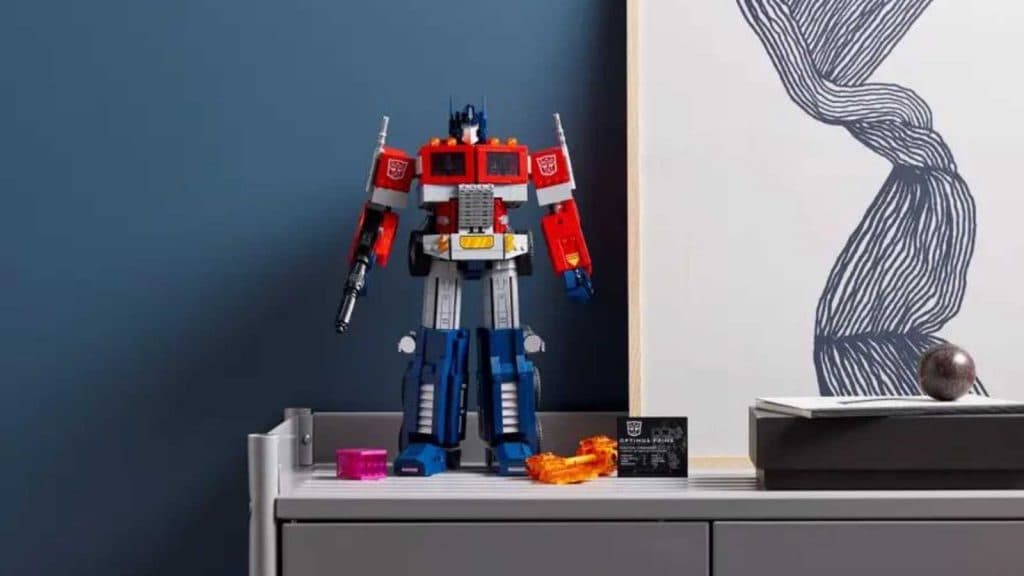 The LEGO Icons Optimus Prime on display