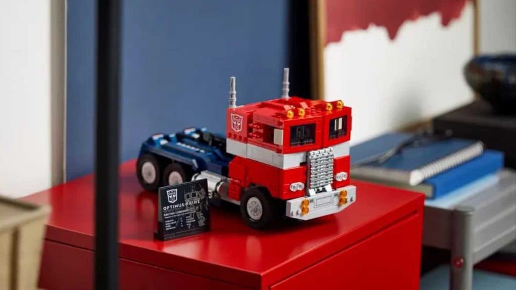 The LEGO Icons Optimus Prime in truck configuration.