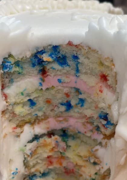 Gender reveal confetti cake