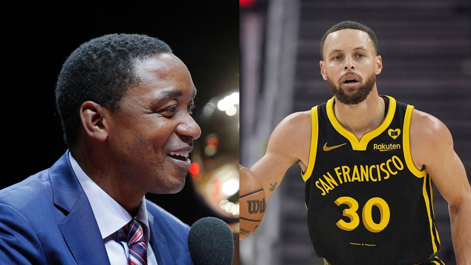 Isiah Thomas (left) and Stephen Curry as a ember of the Golden State Warriors (right).
