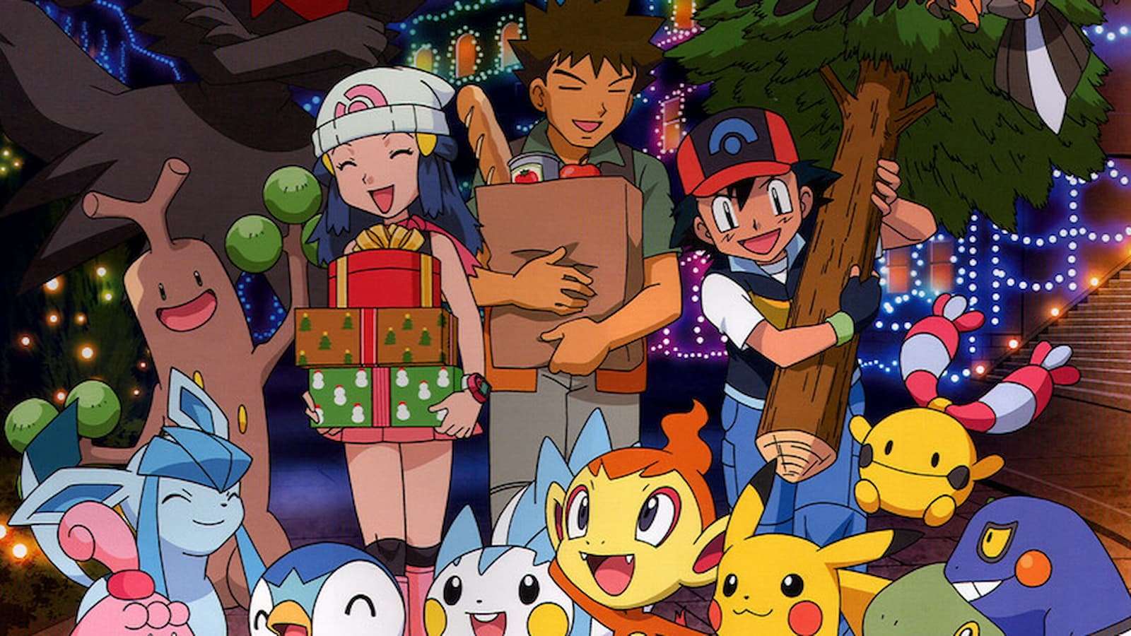 Ash Brock Dawn Pokemon anime christmas