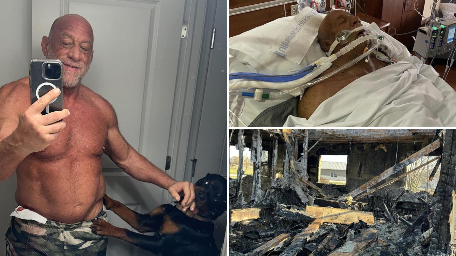 ufc fighter mark coleman with dog, in hospital and parents home burned down