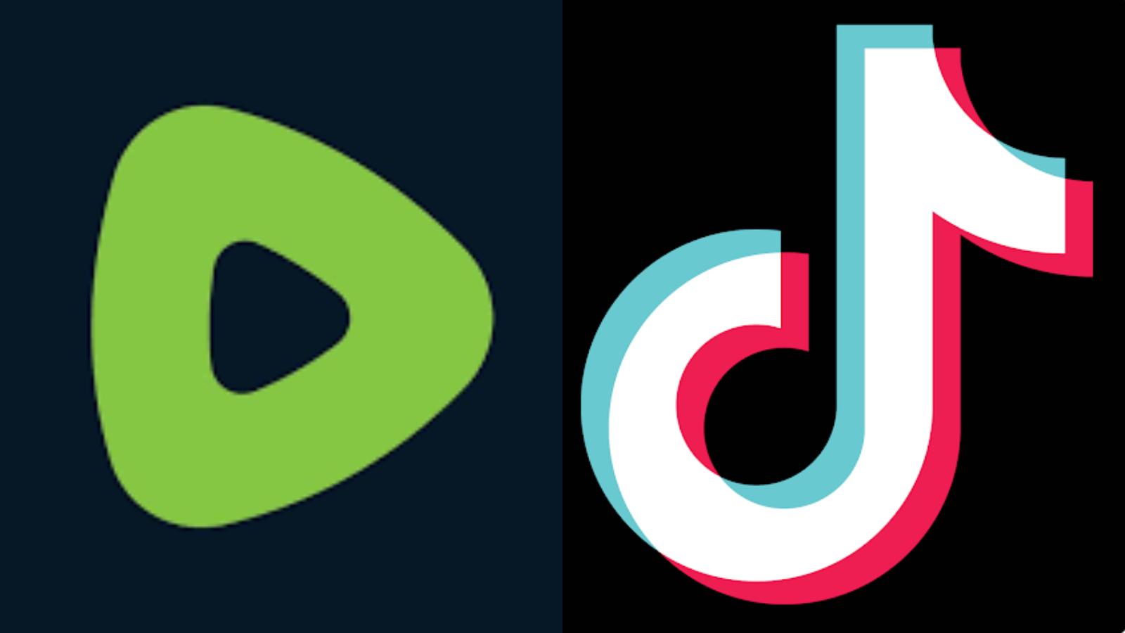 rumble and tiktok logos side by side