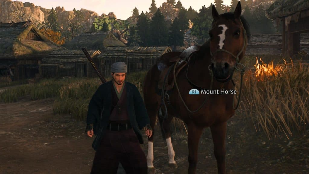 Ronin standing next to his horse