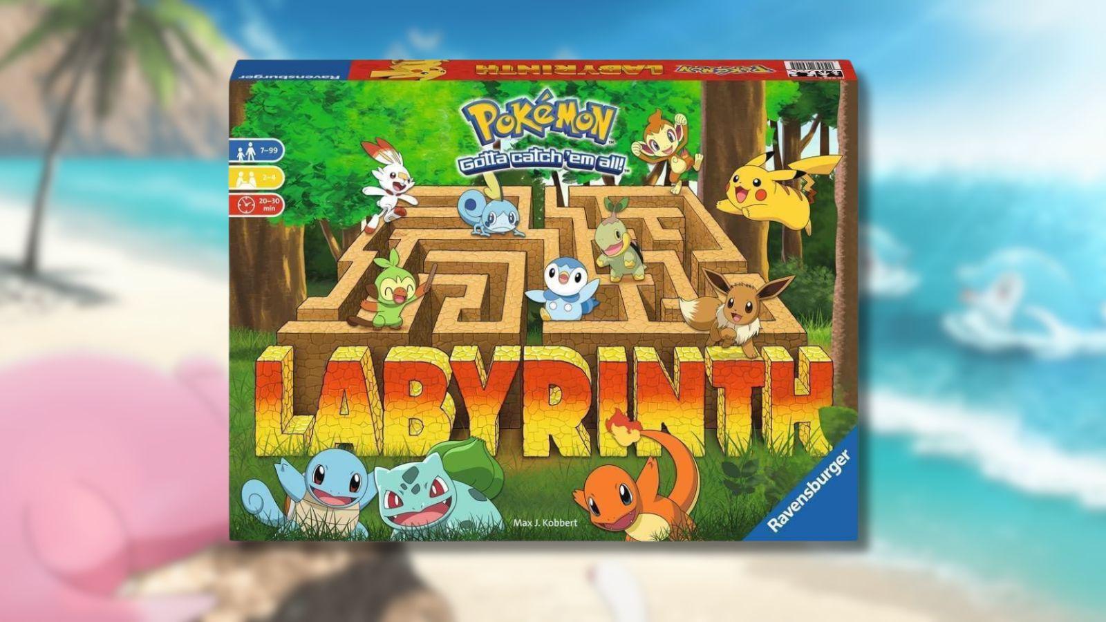 Pokemon Labyrinth game with beach background.