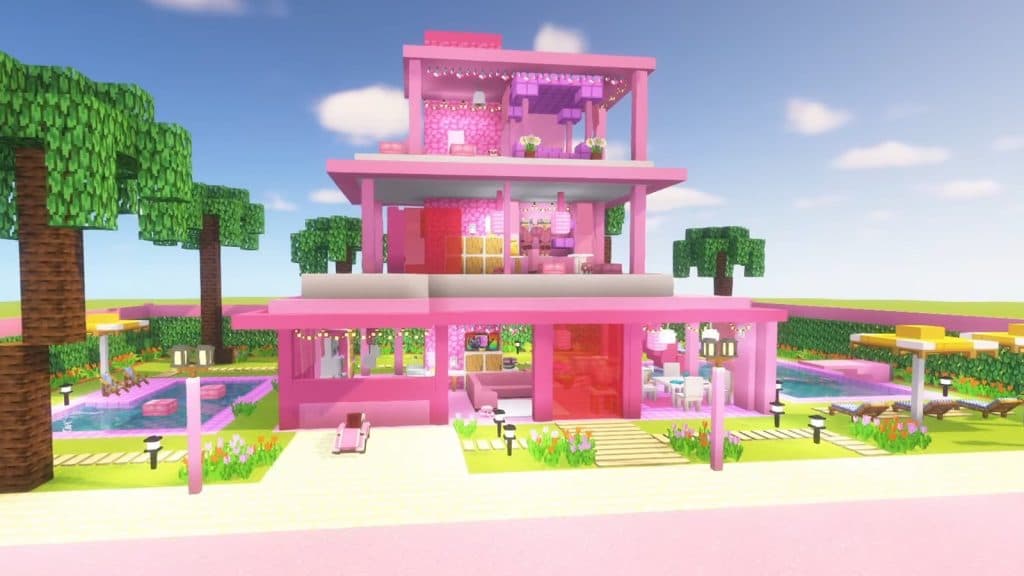 a Barbie Film House in Minecraft