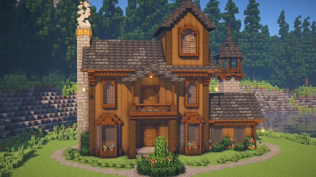 a Dark Oak House in Minecraft