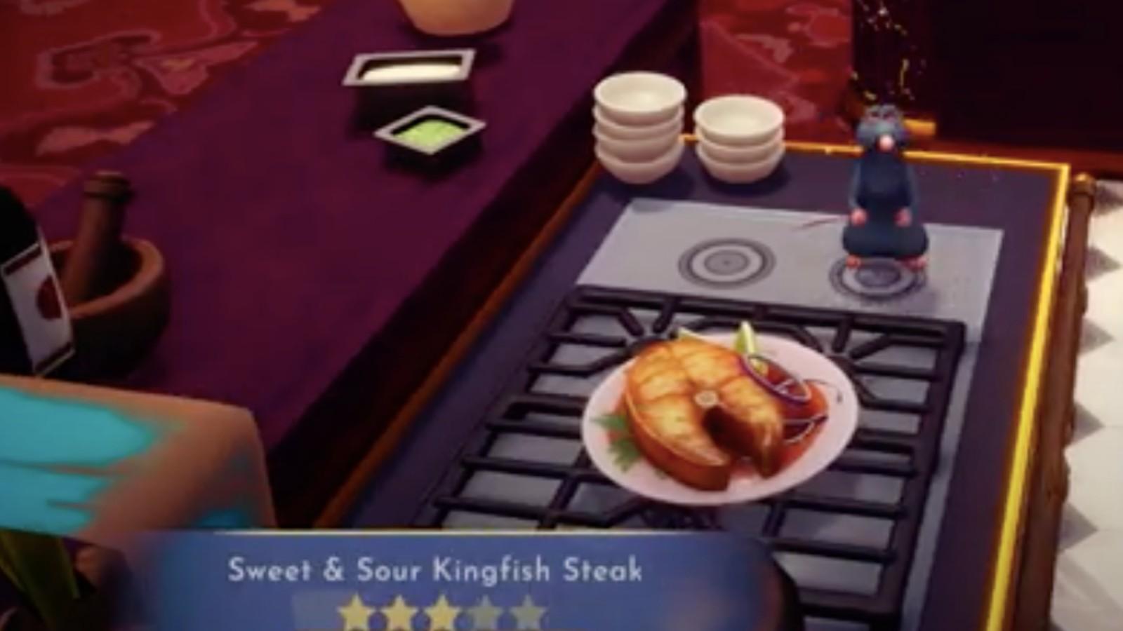 An image of Sweet and Sour Swordfish Steak in Disney Dreamlight Valley.