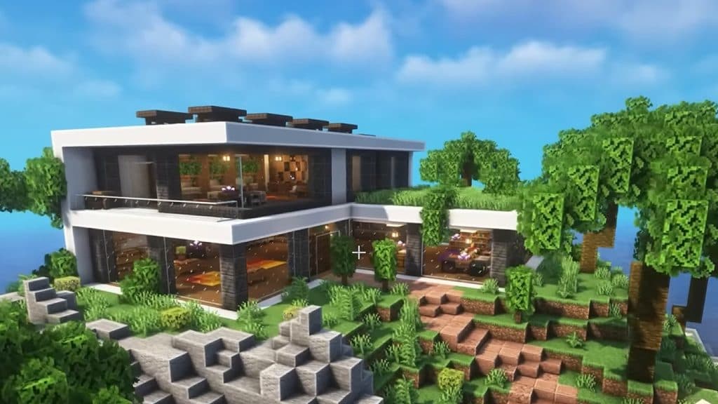 a Giant Modern House on Island in Minecraft