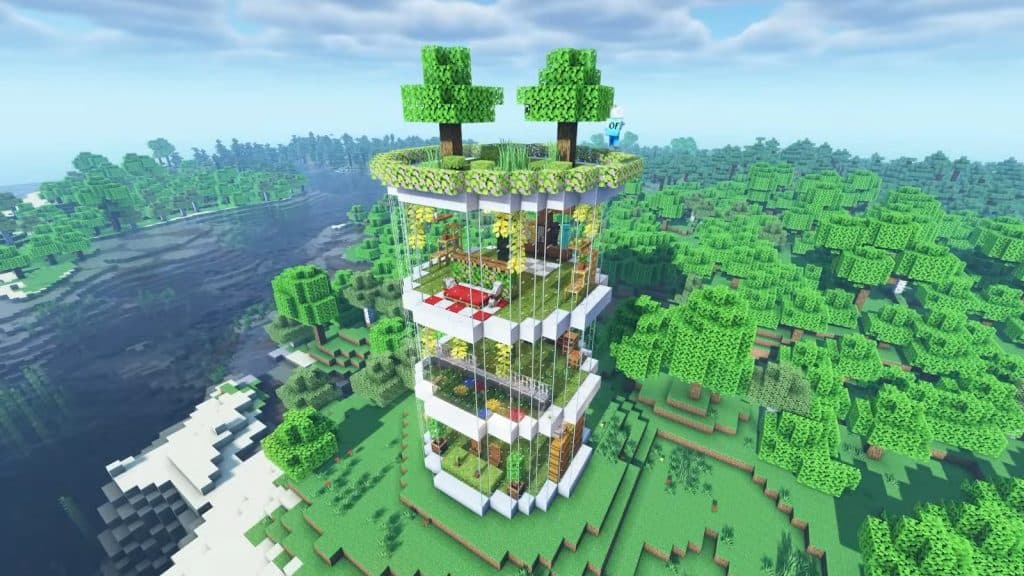 a Glass Pillar House in Minecraft