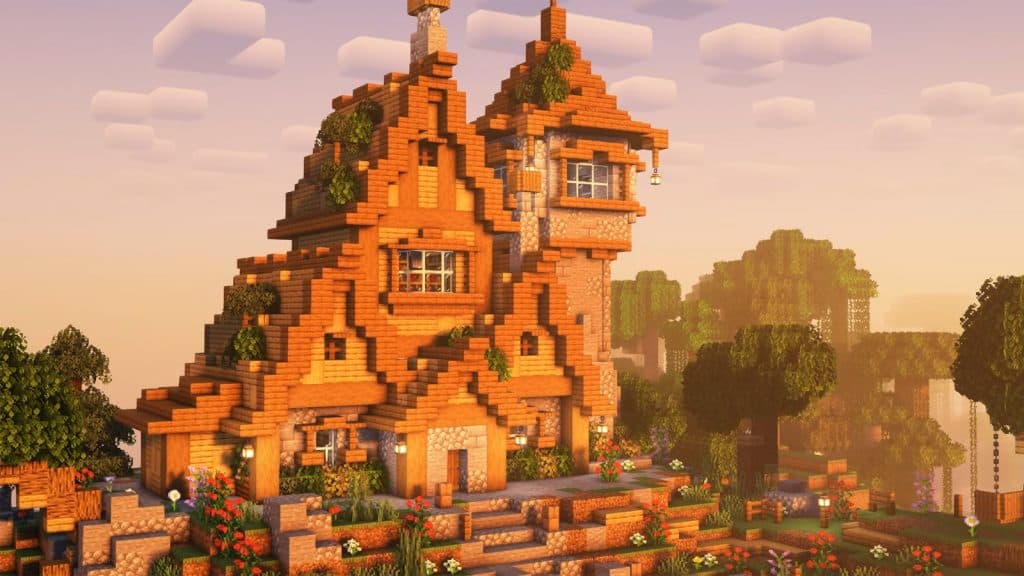a Medieval House with Tower in Minecraft