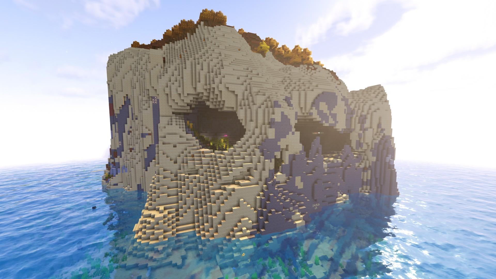 Skull Island cave in Minecraft