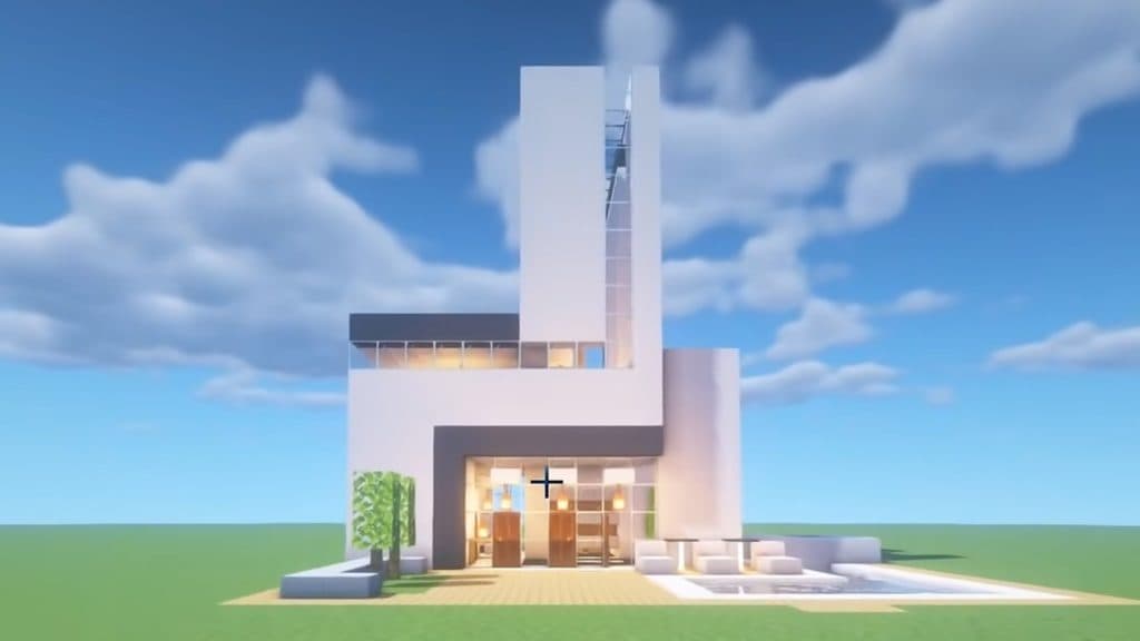 a Minimalist Modern House on Island in Minecraft
